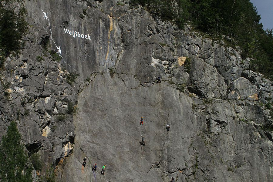 Klettern Weissbach Wand